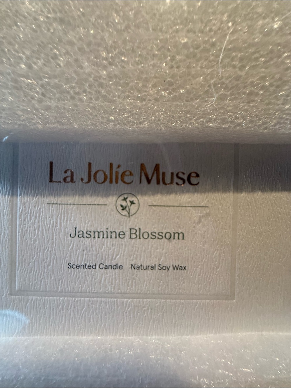 New in Package-Soy Jasmine Blossom Scented Candle - White burns 49 Hours.